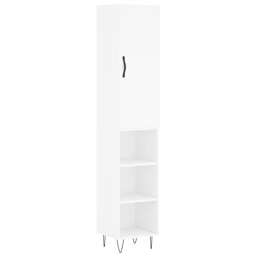 Hoge kast 34,5x34x180 cm bewerkt hout wit