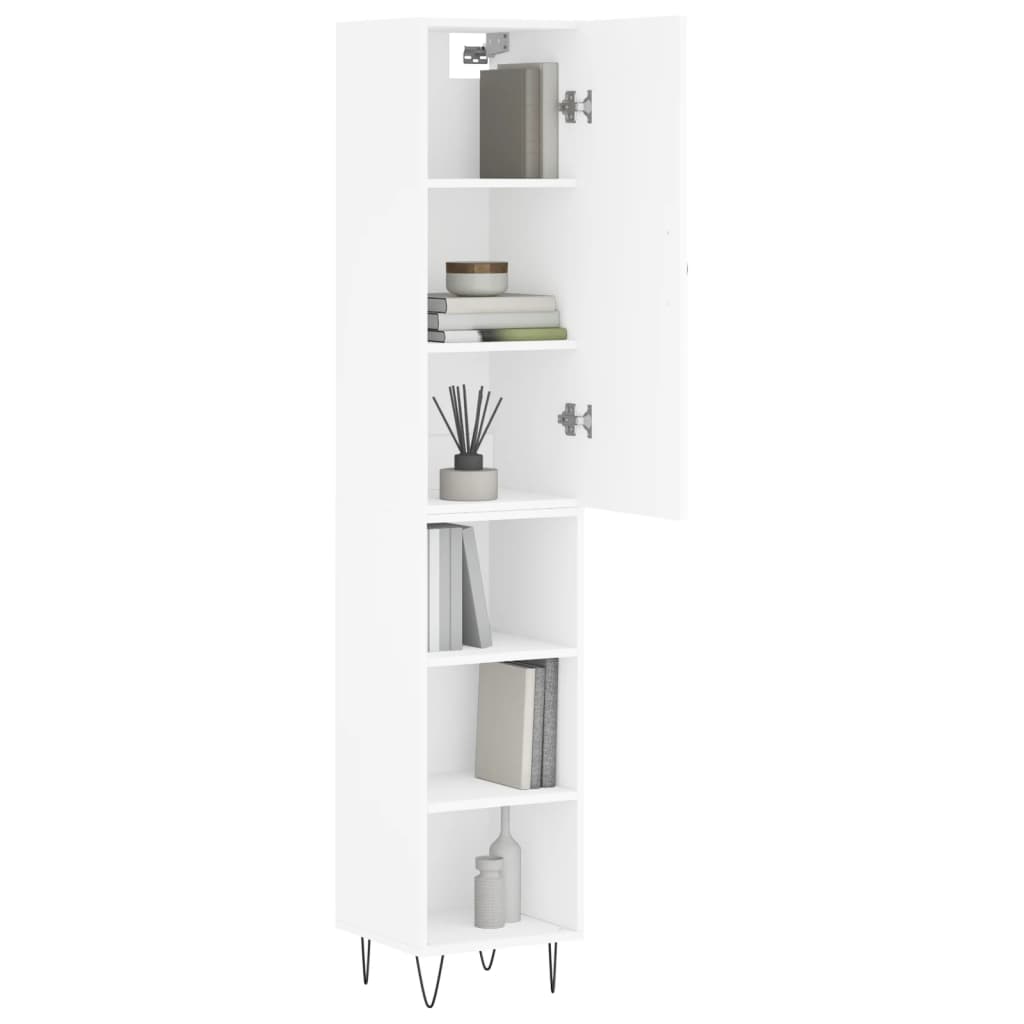 Hoge kast 34,5x34x180 cm bewerkt hout wit