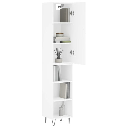 Hoge kast 34,5x34x180 cm bewerkt hout wit