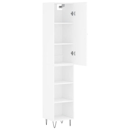 Hoge kast 34,5x34x180 cm bewerkt hout wit