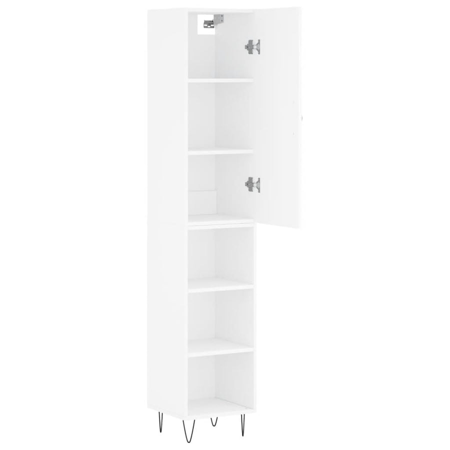 Hoge kast 34,5x34x180 cm bewerkt hout wit