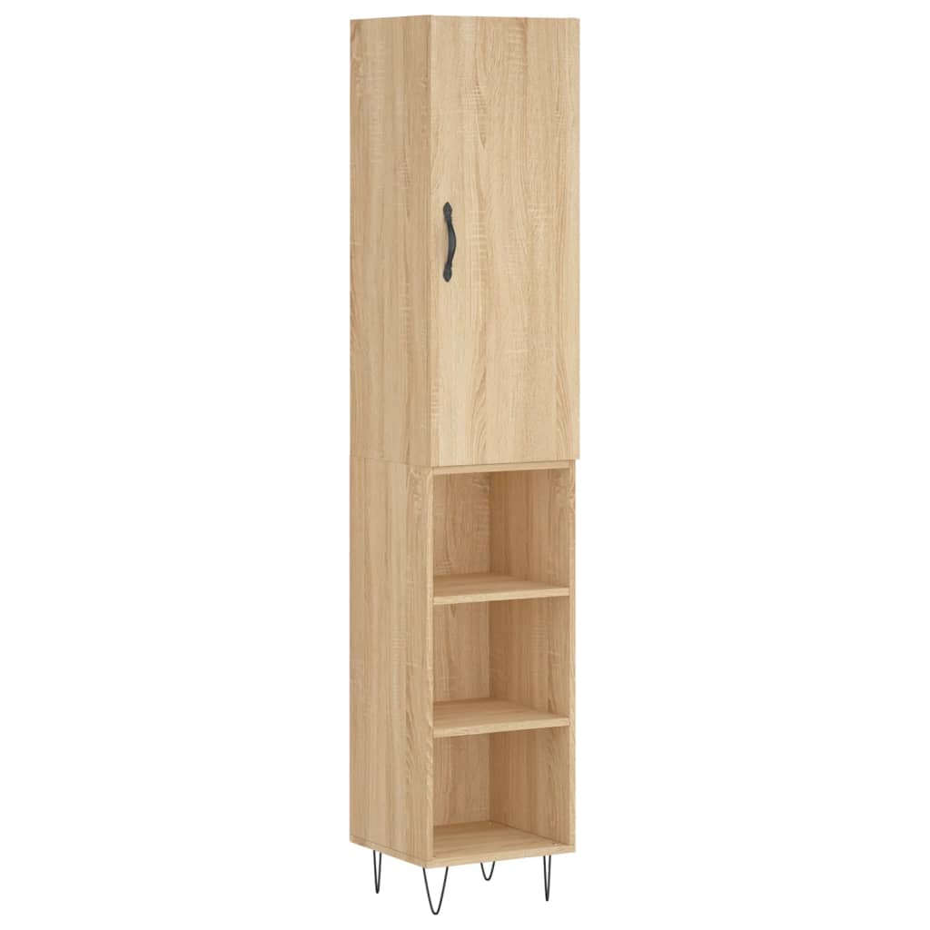 Hoge kast 34,5x34x180 cm bewerkt hout sonoma eikenkleurig