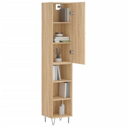 Hoge kast 34,5x34x180 cm bewerkt hout sonoma eikenkleurig