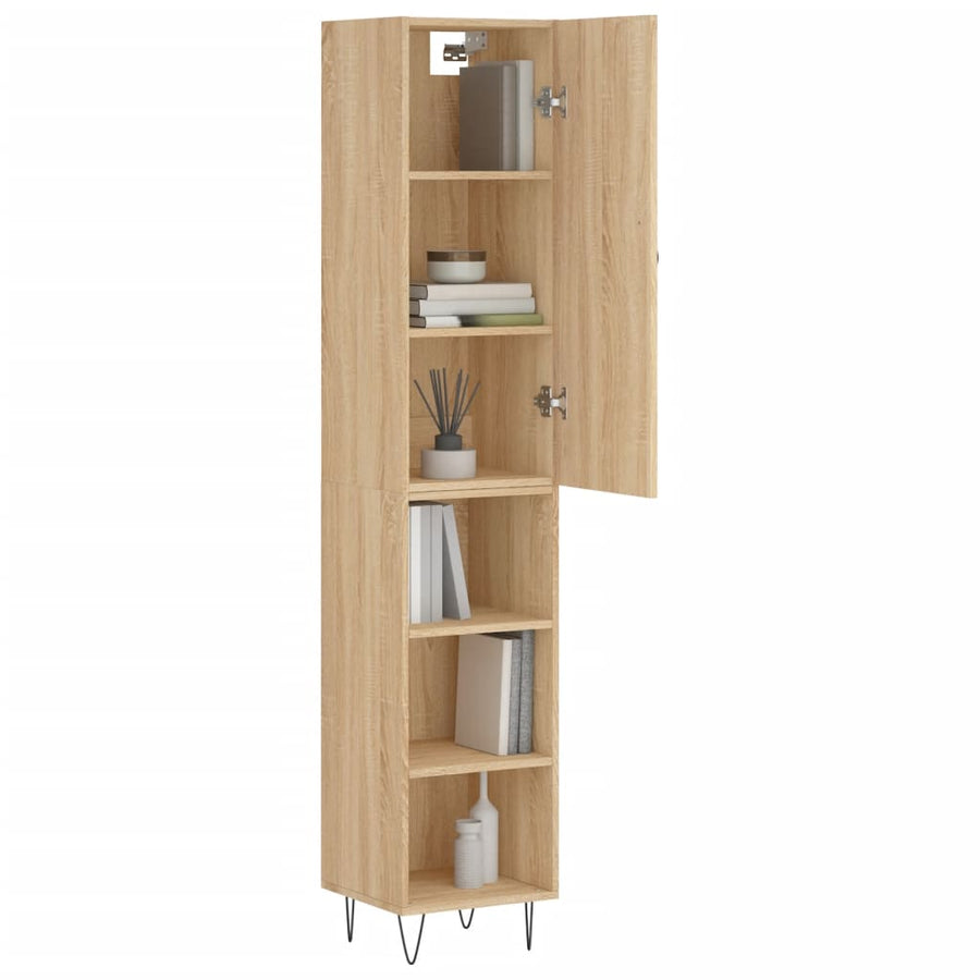 Hoge kast 34,5x34x180 cm bewerkt hout sonoma eikenkleurig