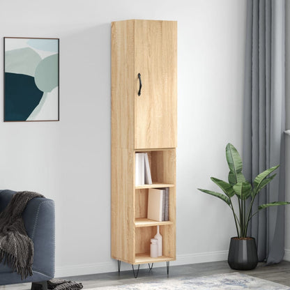 Hoge kast 34,5x34x180 cm bewerkt hout sonoma eikenkleurig