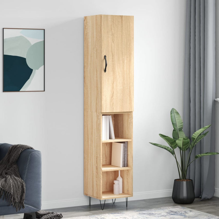 Hoge kast 34,5x34x180 cm bewerkt hout sonoma eikenkleurig