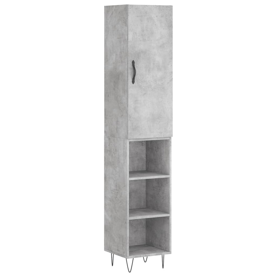 Hoge Kast 34,5X34X180 Cm Bewerkt Hout Betongrijs