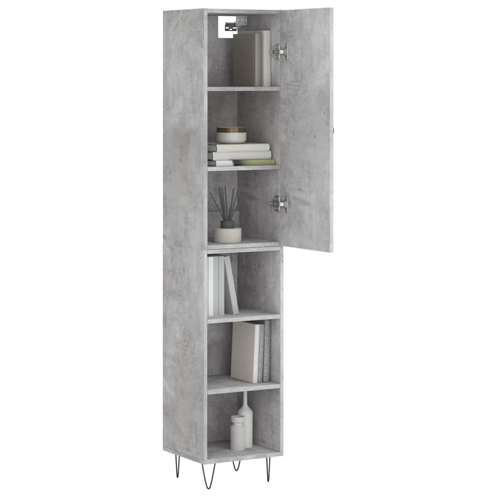 Hoge Kast 34,5X34X180 Cm Bewerkt Hout Betongrijs