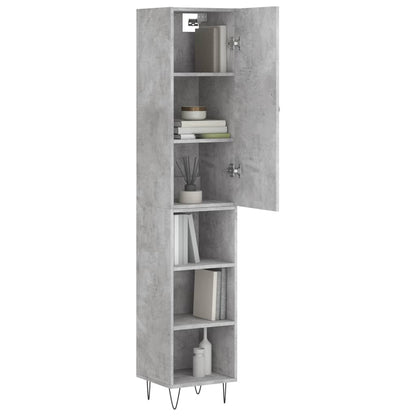 Hoge Kast 34,5X34X180 Cm Bewerkt Hout Betongrijs