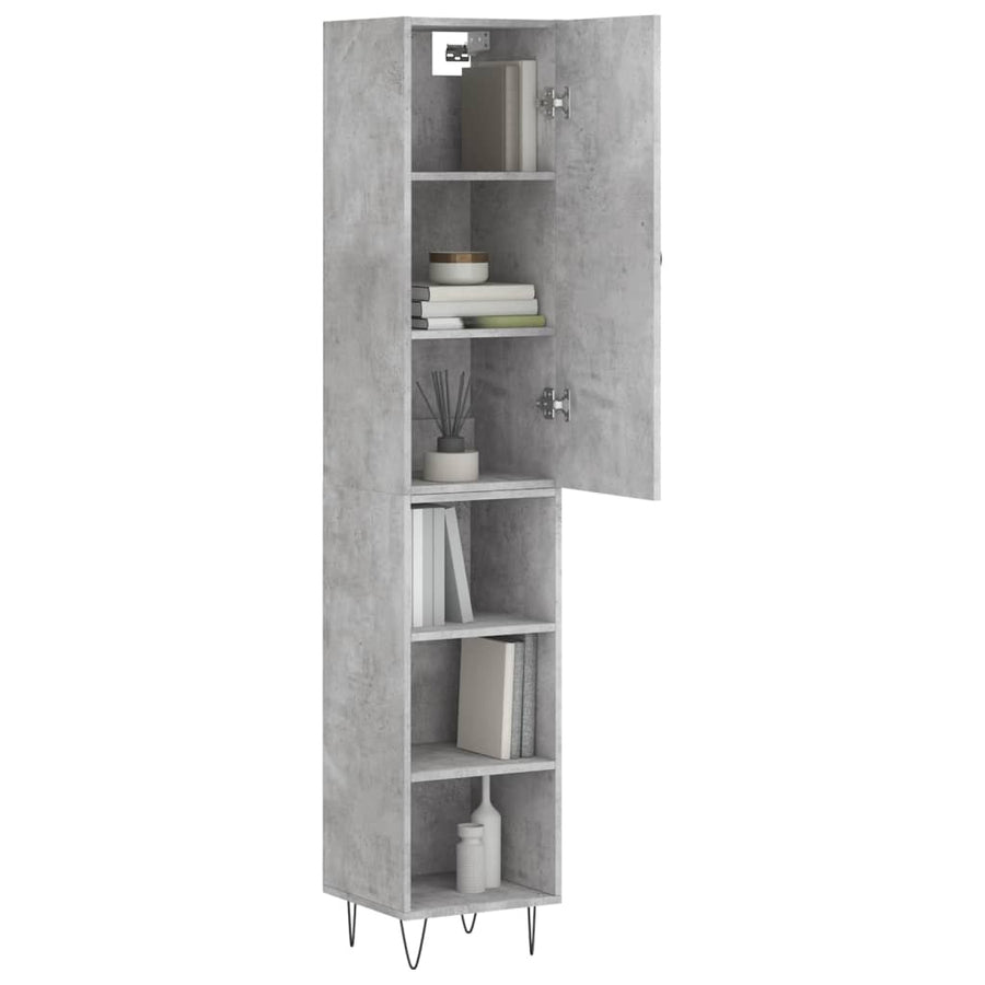 Hoge Kast 34,5X34X180 Cm Bewerkt Hout Betongrijs