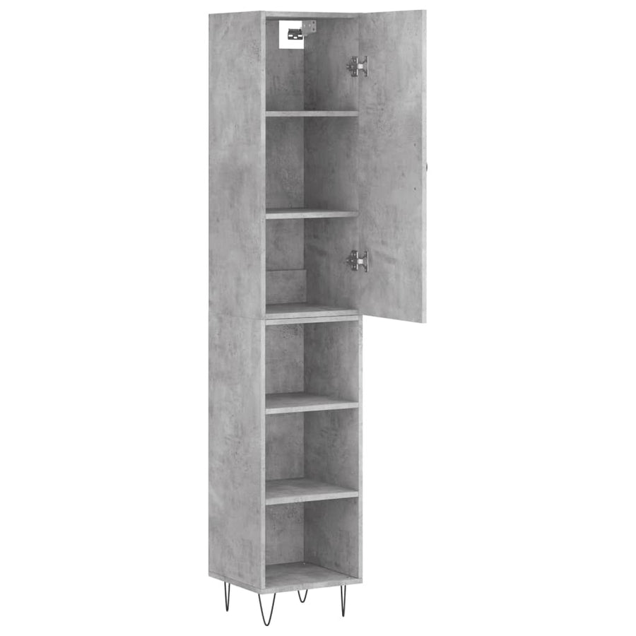 Hoge Kast 34,5X34X180 Cm Bewerkt Hout Betongrijs