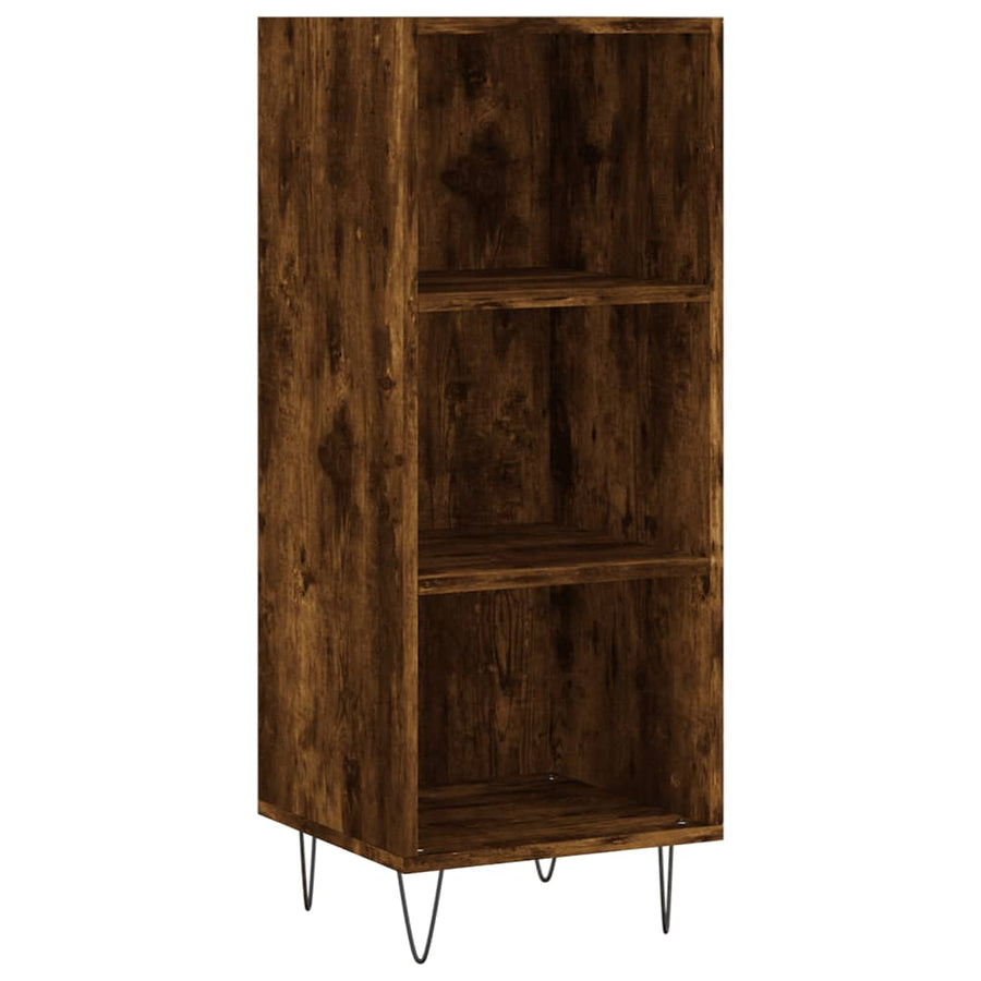 Hoge Kast 34,5X34X180 Cm Bewerkt Hout Gerookt Eikenkleurig