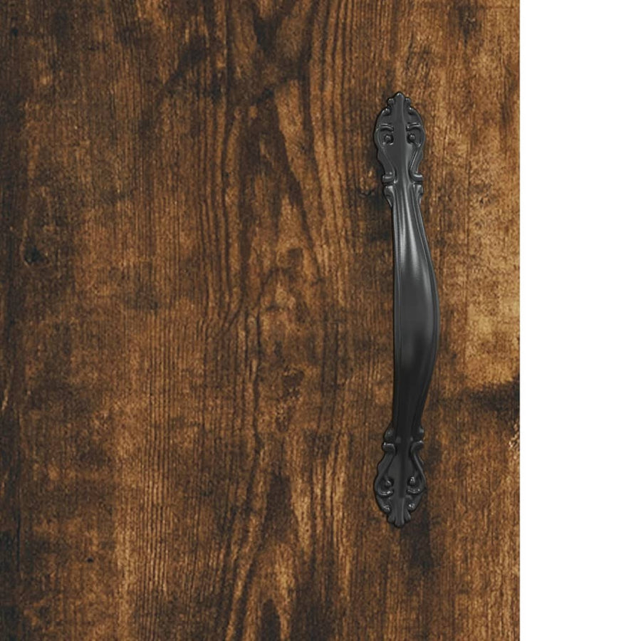 Hoge Kast 34,5X34X180 Cm Bewerkt Hout Gerookt Eikenkleurig