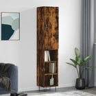 Hoge kast 34,5x34x180 cm bewerkt hout gerookt eiken