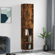 Hoge kast 34,5x34x180 cm bewerkt hout gerookt eiken