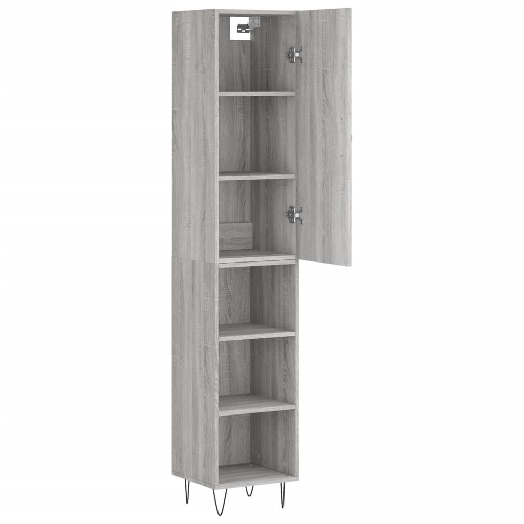 Hoge Kast 34,5X34X180 Cm Bewerkt Hout Eikenkleurig Grijs sonoma