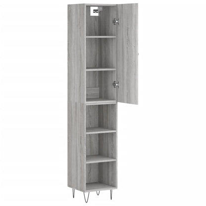 Hoge Kast 34,5X34X180 Cm Bewerkt Hout Eikenkleurig Grijs sonoma