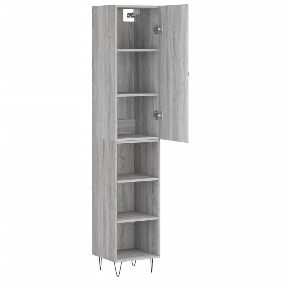 Hoge Kast 34,5X34X180 Cm Bewerkt Hout Eikenkleurig Grijs sonoma