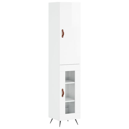 Hoge Kast 34,5X34X180 Cm Bewerkt Hout Hoogglans Wit