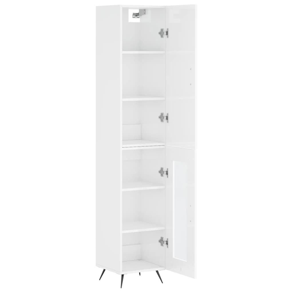 Hoge Kast 34,5X34X180 Cm Bewerkt Hout Hoogglans Wit