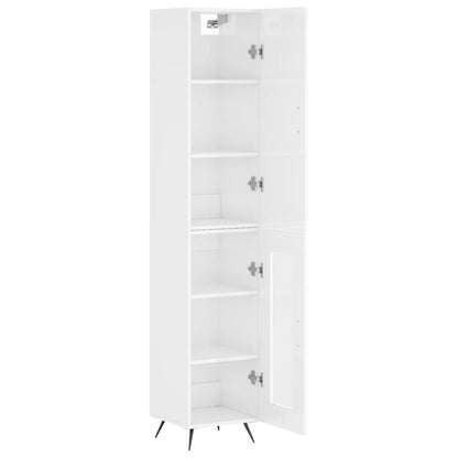 Hoge Kast 34,5X34X180 Cm Bewerkt Hout Hoogglans Wit