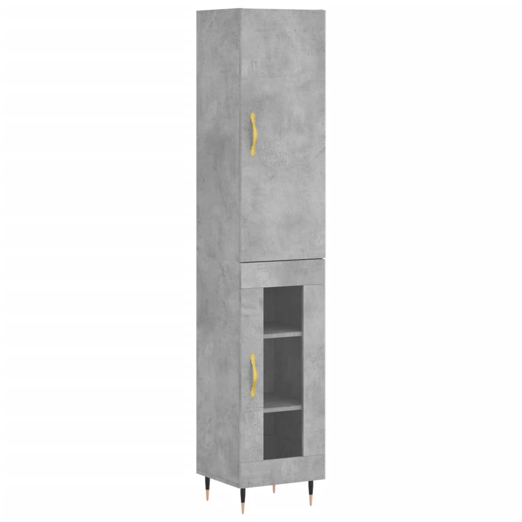 Hoge Kast 34,5X34X180 Cm Bewerkt Hout Betongrijs