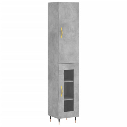 Hoge Kast 34,5X34X180 Cm Bewerkt Hout Betongrijs