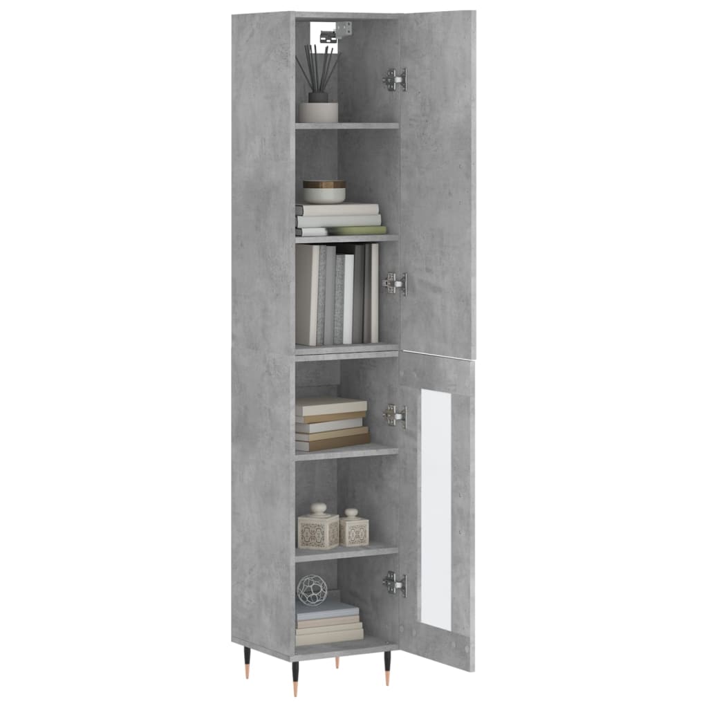 Hoge Kast 34,5X34X180 Cm Bewerkt Hout Betongrijs