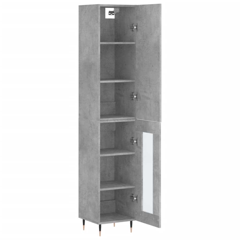 Hoge Kast 34,5X34X180 Cm Bewerkt Hout Betongrijs
