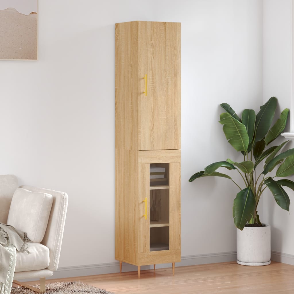 Hoge Kast 34,5X34X180 Cm Bewerkt Hout Kleurig Sonoma eiken