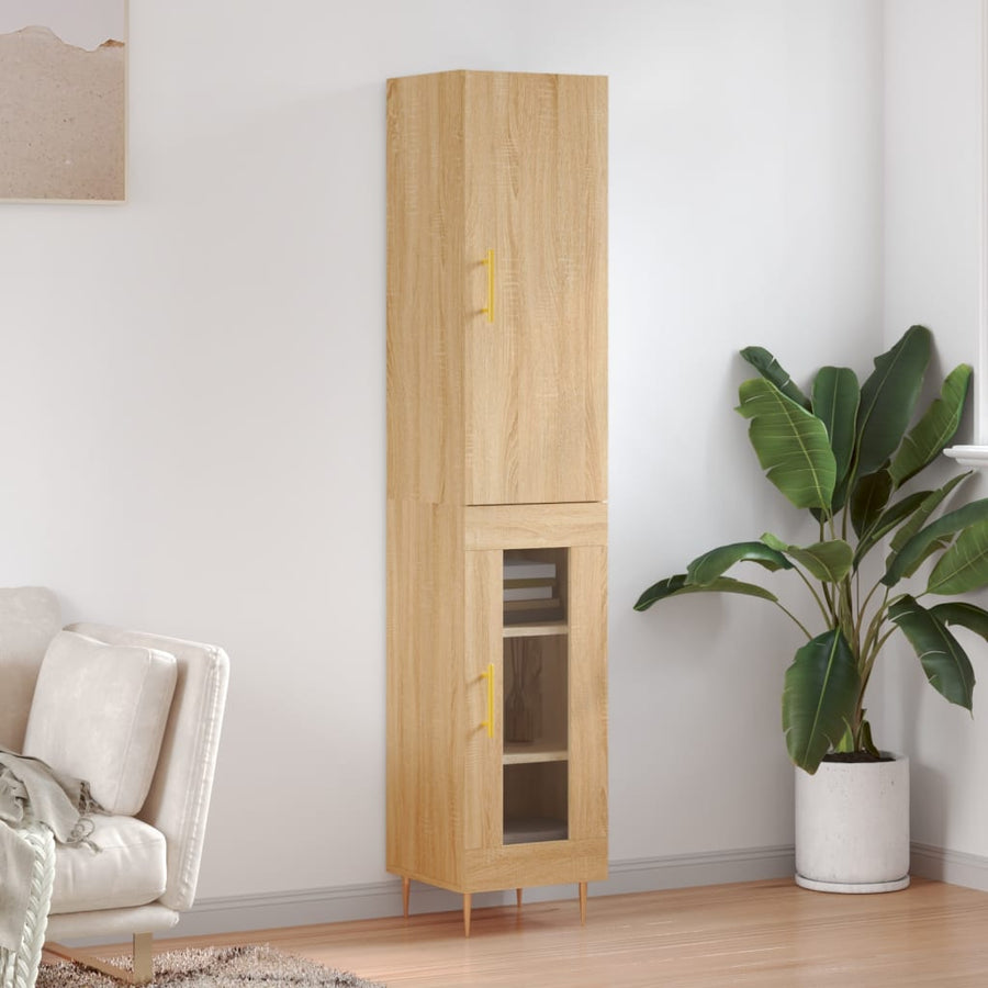 Hoge Kast 34,5X34X180 Cm Bewerkt Hout Kleurig Sonoma eiken