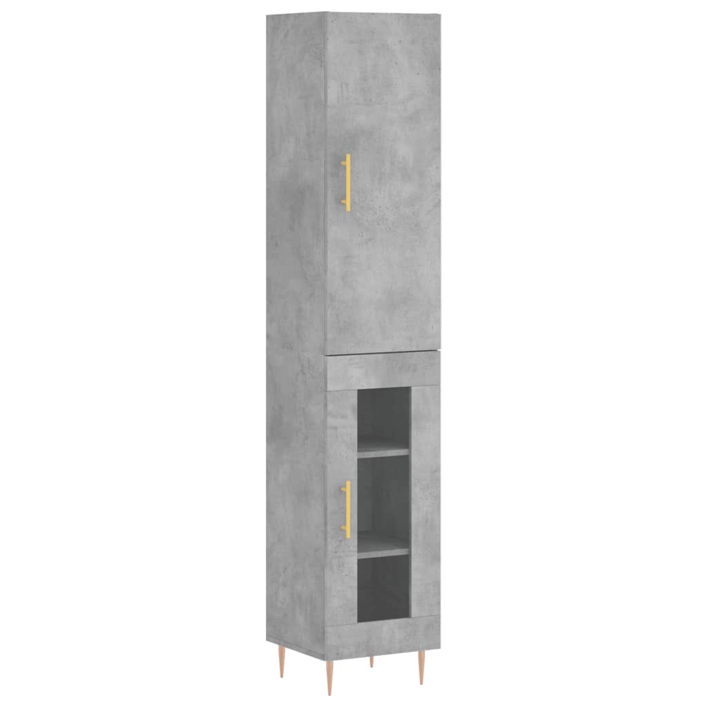 Hoge Kast 34,5X34X180 Cm Bewerkt Hout Betongrijs