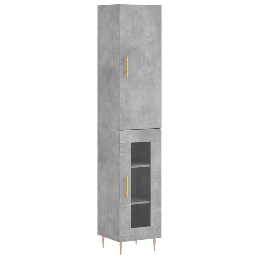 Hoge Kast 34,5X34X180 Cm Bewerkt Hout Betongrijs