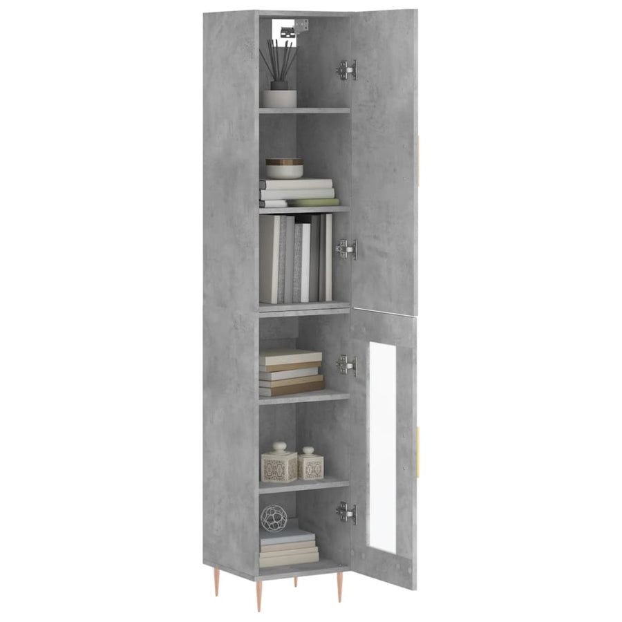 Hoge Kast 34,5X34X180 Cm Bewerkt Hout Betongrijs