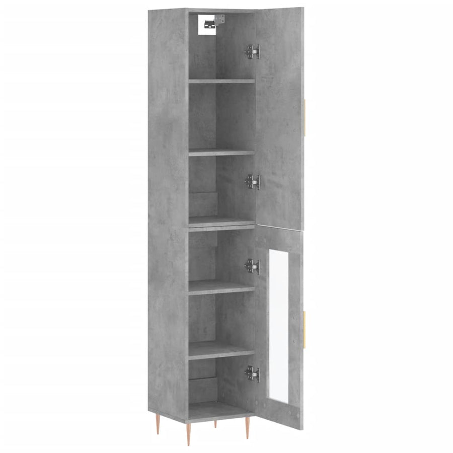 Hoge Kast 34,5X34X180 Cm Bewerkt Hout Betongrijs