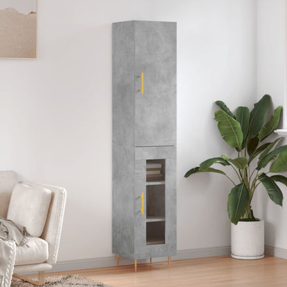 Hoge Kast 34,5X34X180 Cm Bewerkt Hout Betongrijs