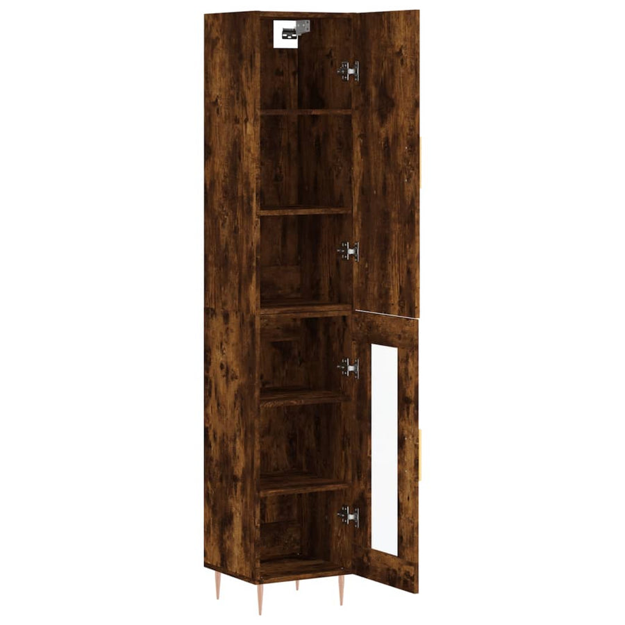 Hoge Kast 34,5X34X180 Cm Bewerkt Hout Gerookt Eikenkleurig