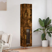 Hoge kast 34,5x34x180 cm bewerkt hout gerookt eiken