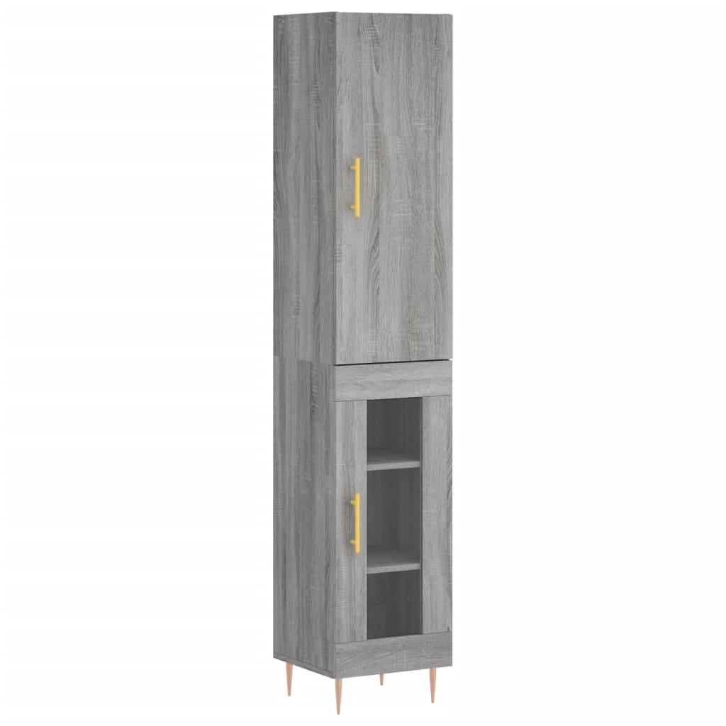 Hoge Kast 34,5X34X180 Cm Bewerkt Hout Grijs Sonoma Eikenkleurig