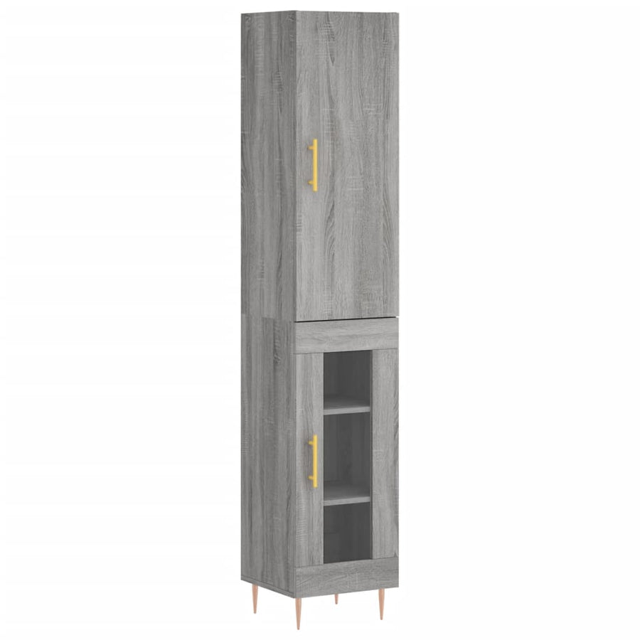 Hoge Kast 34,5X34X180 Cm Bewerkt Hout Grijs Sonoma Eikenkleurig