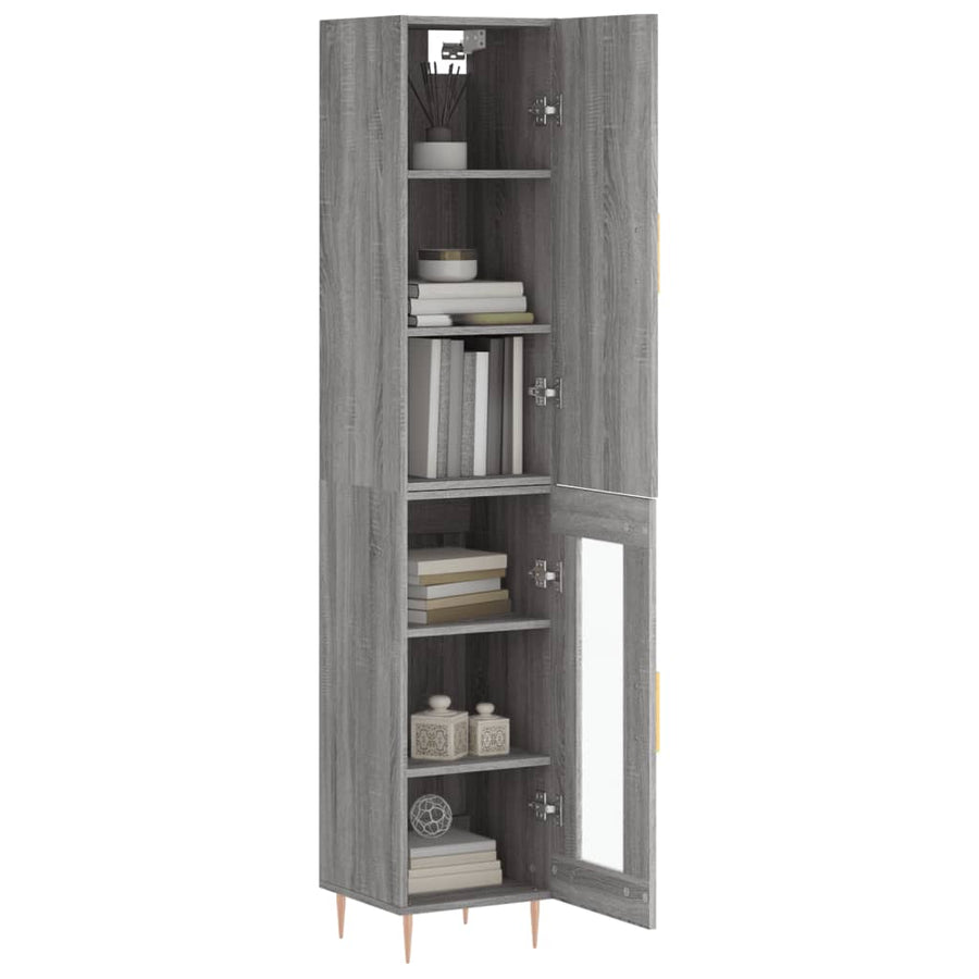 Hoge Kast 34,5X34X180 Cm Bewerkt Hout Grijs Sonoma Eikenkleurig