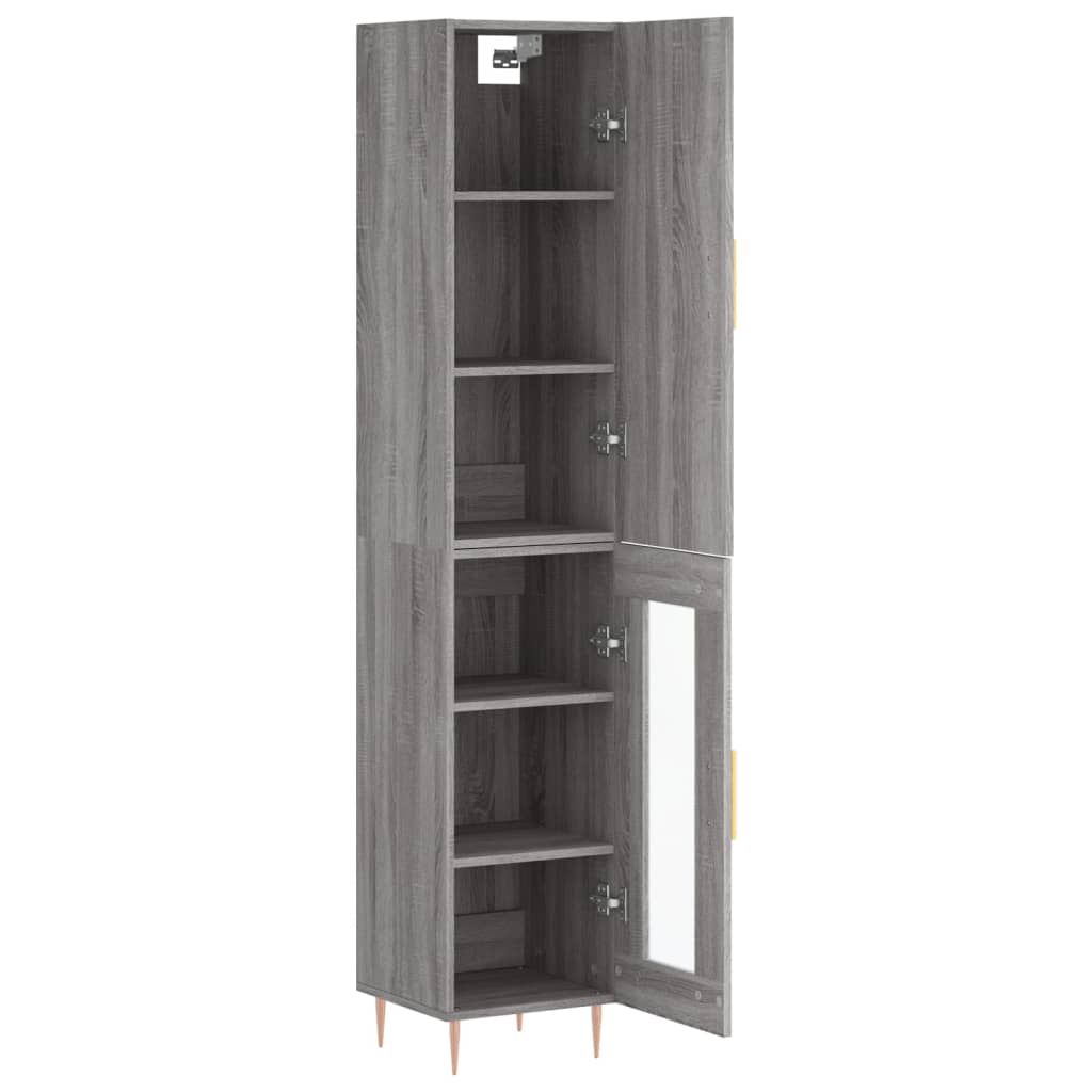 Hoge Kast 34,5X34X180 Cm Bewerkt Hout Grijs Sonoma Eikenkleurig