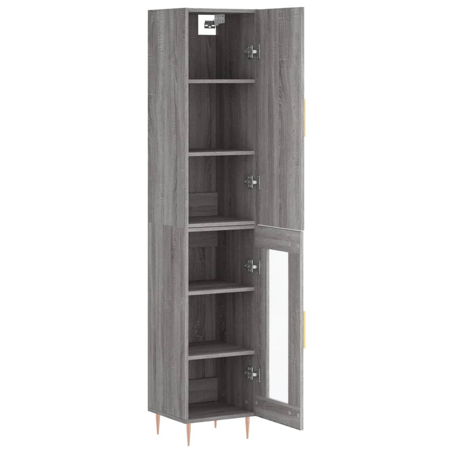 Hoge Kast 34,5X34X180 Cm Bewerkt Hout Grijs Sonoma Eikenkleurig
