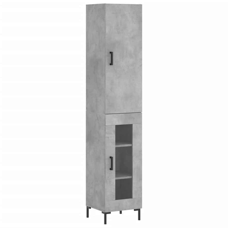 Hoge Kast 34,5X34X180 Cm Bewerkt Hout Betongrijs
