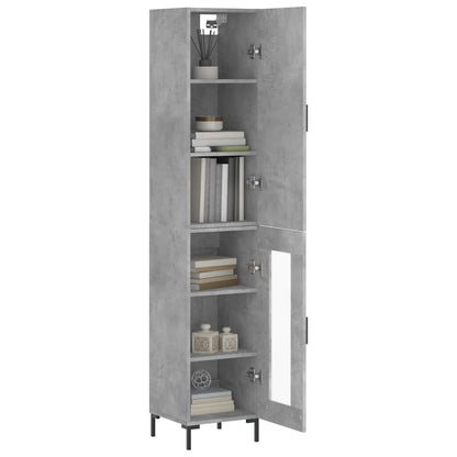 Hoge Kast 34,5X34X180 Cm Bewerkt Hout Betongrijs