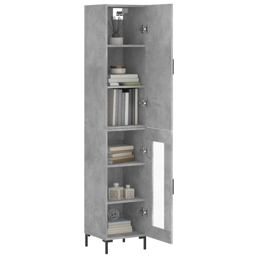 Hoge Kast 34,5X34X180 Cm Bewerkt Hout Betongrijs