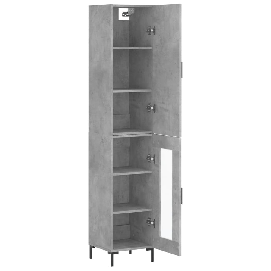 Hoge Kast 34,5X34X180 Cm Bewerkt Hout Betongrijs