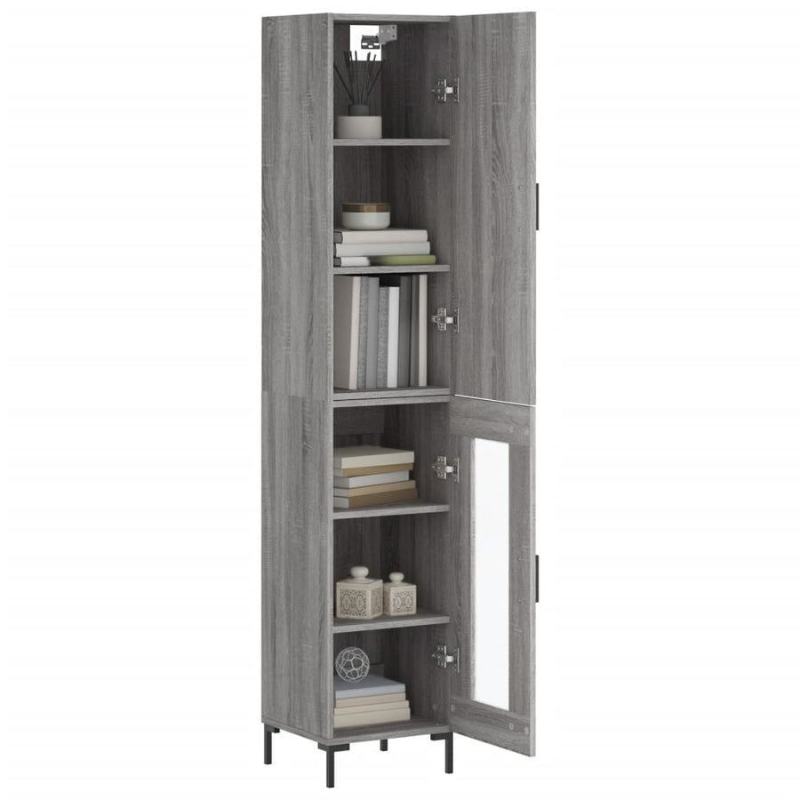 Hoge Kast 34,5X34X180 Cm Bewerkt Hout Grijs Sonoma Eikenkleurig