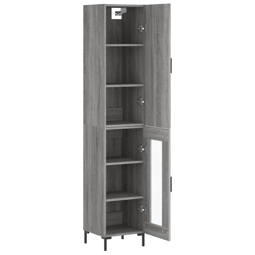 Hoge Kast 34,5X34X180 Cm Bewerkt Hout Grijs Sonoma Eikenkleurig