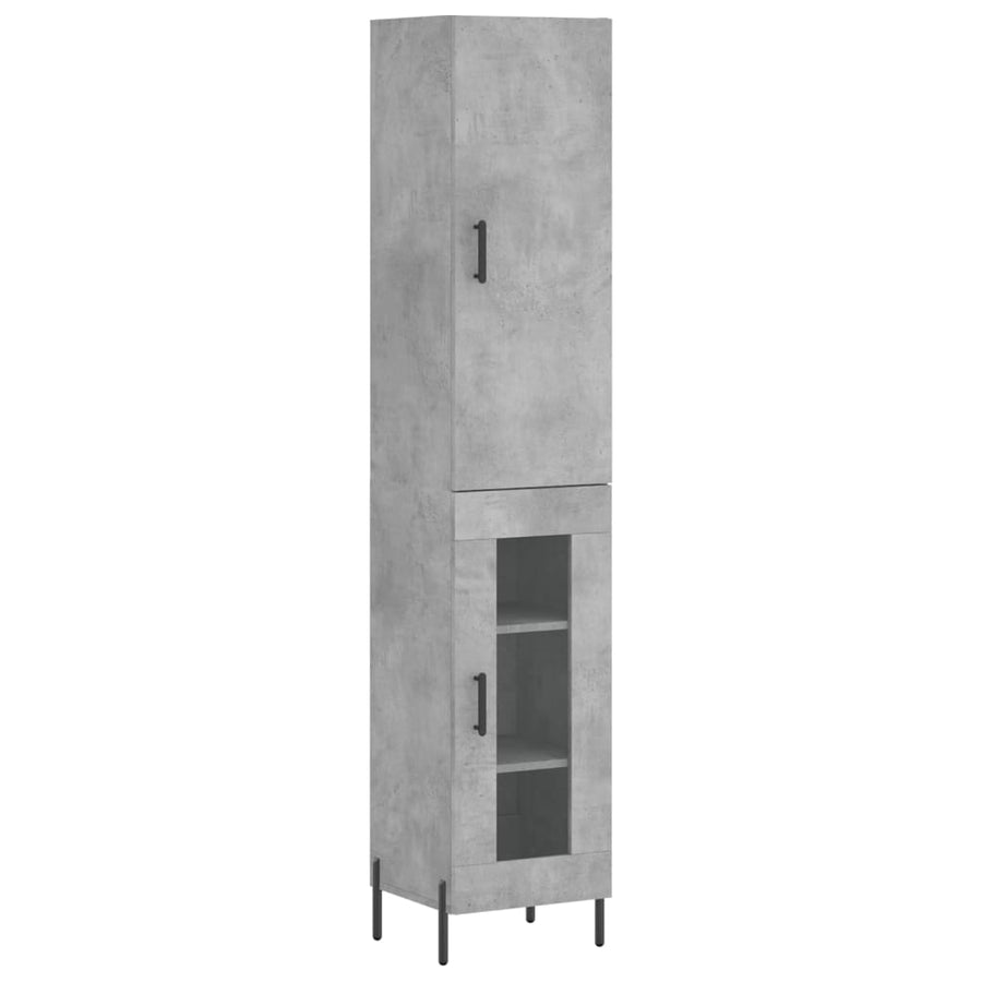 Hoge kast 34,5x34x180 cm bewerkt hout betongrijs